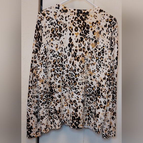 Karen Scott Cheetah Animal Print Button Cardigan Size XL Long Sleeve Sweater - Picture 6 of 10